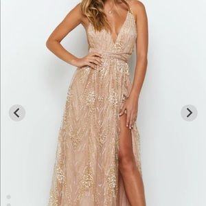 Madeline Formal Dress Rose Gold - Beginning Boutique strappy low back long dress